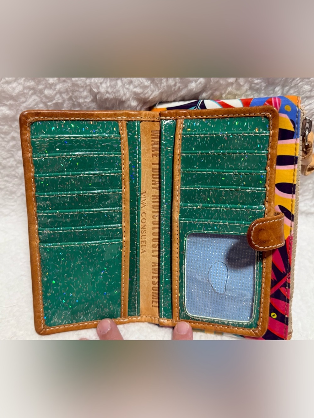 Consuela Multicolor Maya Leaf-Print Leather Slim Wallet - Picture 3 of 6